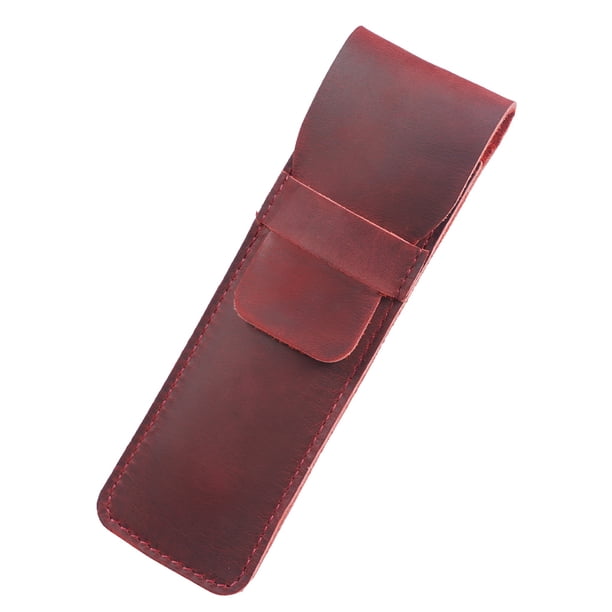Methold Estuche de cuero Vintage para lápices, pluma estilográfica, papelería, funda protectora de estilo Retro, funda protectora hecha a mano para Carpetas de archivos Vino rojo
