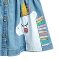 thumbnail image 2 of WIBACKER Toddler Girl's A Line Casual Unicorn Applique Denim Sleeveless Dress 3T, 2 of 5