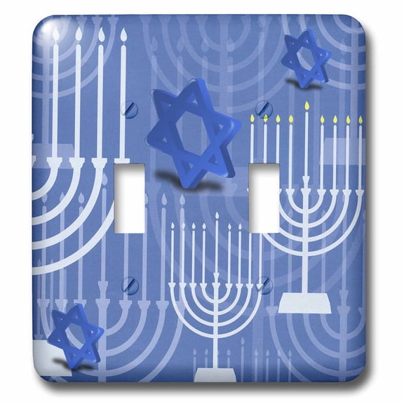 3dRose, Passover With Blue Menorahs and Stars, double toggle switch