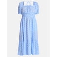 thumbnail image 5 of Time and Tru Women's and Women's Plus Puff Sleeve Square Neck Midi Dress, Sizes XS-4X, 5 of 5
