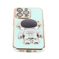 thumbnail image 1 of Funda con soporte oculto para astronauta compatible con iPhone, carcasa galvanizada para teléfono con soporte y película protectora para lentes, 1 of 10