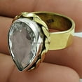 thumbnail image 2 of Genuine Crystal Quartz Gemstone Ring, 925 Silver Band Ring, Classic Promise Wedding Ring, White Stone Faceted Cut Pear Shape Ring, Exclusive Ring, Gold Vermeil Ring (Crystal Quartz, Size 7), 2 of 5