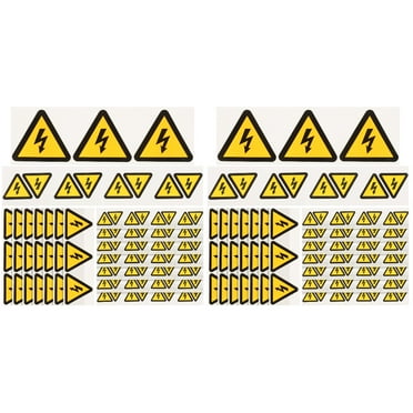 60 Pcs Caution Sign Stickers Label Warning High Voltage Signs Applique