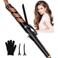 thumbnail image 3 of YYAo Curling Irons 1 1/4 Inch Waver Curling Wand Ceramic Tourmaline Hair Curler Dual Voltage Curlers Long Lasting Curls & Waves Hair Wand with 5 Heat Settings Glove Clips Include(Amazon banned), 3 of 10