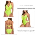 thumbnail image 3 of Traje de baño de una pieza para mujer con cintura expuesta, talla M Traje de baño con borlas y cuello halter en amarillo fluorescente, 3 of 6
