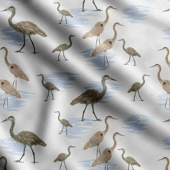 Soimoi Bird Printed, Poly Canvas Fabric Decor Sewing Fabric By The Yard- 56 Inch WideDecorative Fabric For Curtains Tote bags-White