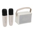 thumbnail image 2 of Mini Karaoke Machine HiFi Dynamic Light Portable Bluetooth Speaker with 2 Wireless Microphone for Kids Adults Beige, 2 of 5
