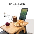 thumbnail image 3 of JS Gourmet Bamboo Adjustable Sofa Arm Table Tray with 360° Rotatable Mobile Holder, 3 of 7
