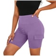 thumbnail image 4 of Womens Shorts Lightweight Elastic Waist Slim Fits Athletic Shorts Soild Color Fashion Casual Summer Shorts with Pocket, 4 of 7