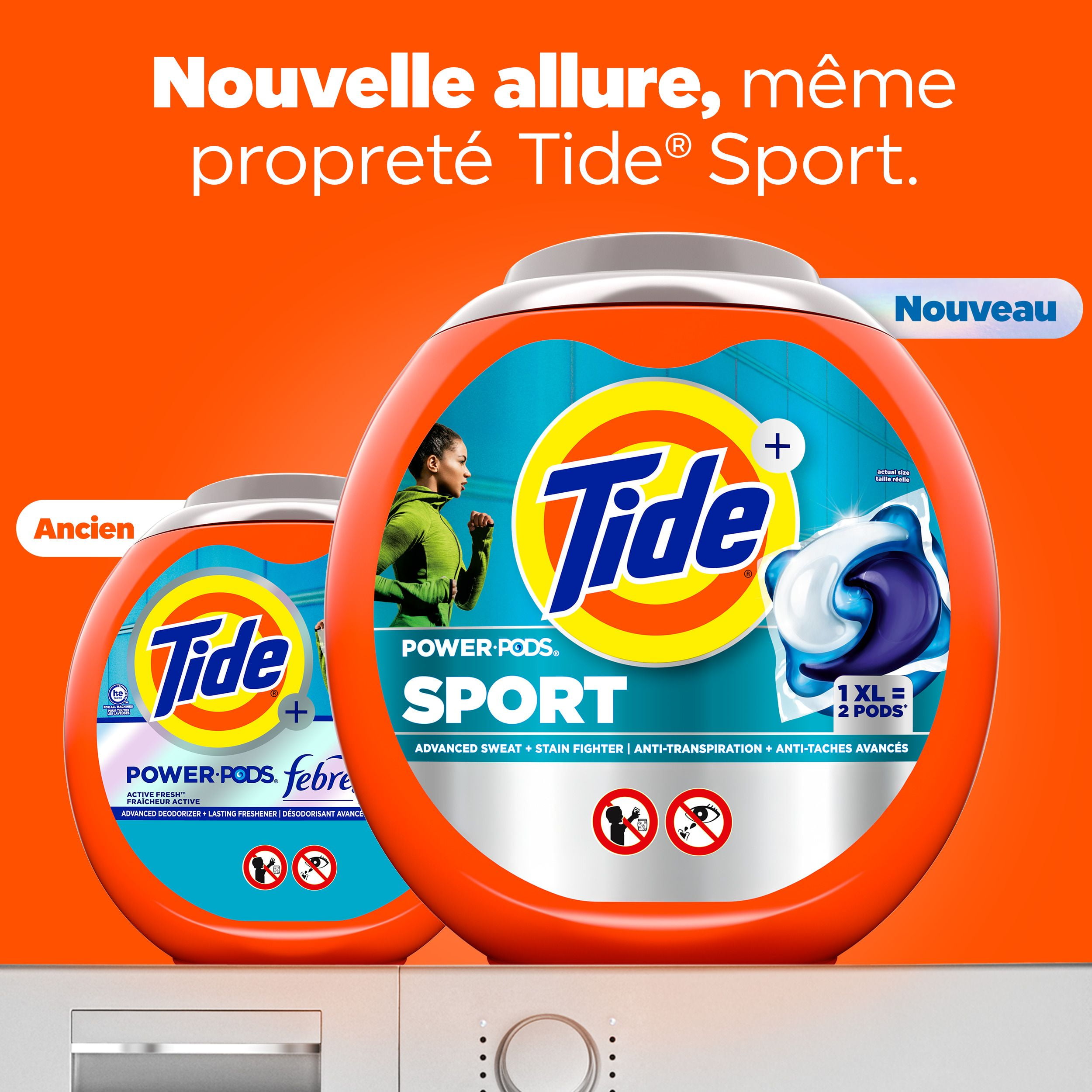 Tide Power Pods Sport Laundry Detergent Pacs, Advanced Sweat + Stain Fighter, 45CT