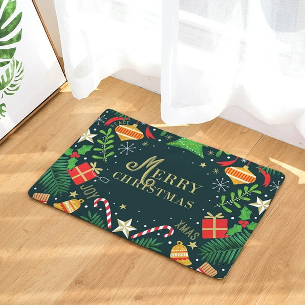 Printed Flannel Padded Doormat Merry Christmas Non Slip Mat Indoor Doormat Merry Christmas Non Slip Mat