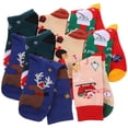 thumbnail image 4 of GOOHOCHY 5 pares de calcetines navideños, calcetines de invierno novedosos, cálidos, de algodón con dibujos animados y colores vivos., 4 of 7