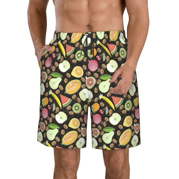 Balery Fruits Traje de Baño Estilo Hawaiano para Hombre, Shorts de Secado Rápido con Bolsillos-Large