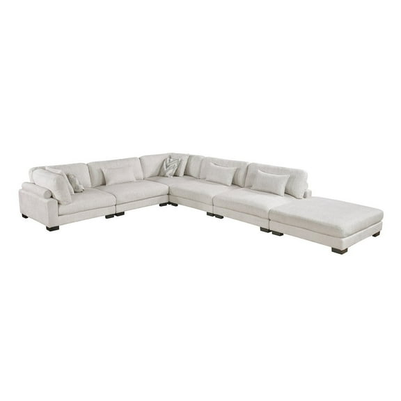 Lexicon Corydon Microfiber 6-Piece Modular Sectional with Ottoman in Beige