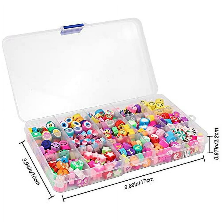  HERZWILD 300pcs Mixed Colored Flower Handmade Soft Beads Flower  Polymer Clay Beads Heart, Star Acrylic Beads for Bracelets Jewelry Necklace  Earring Making with Elastic String(Flower)