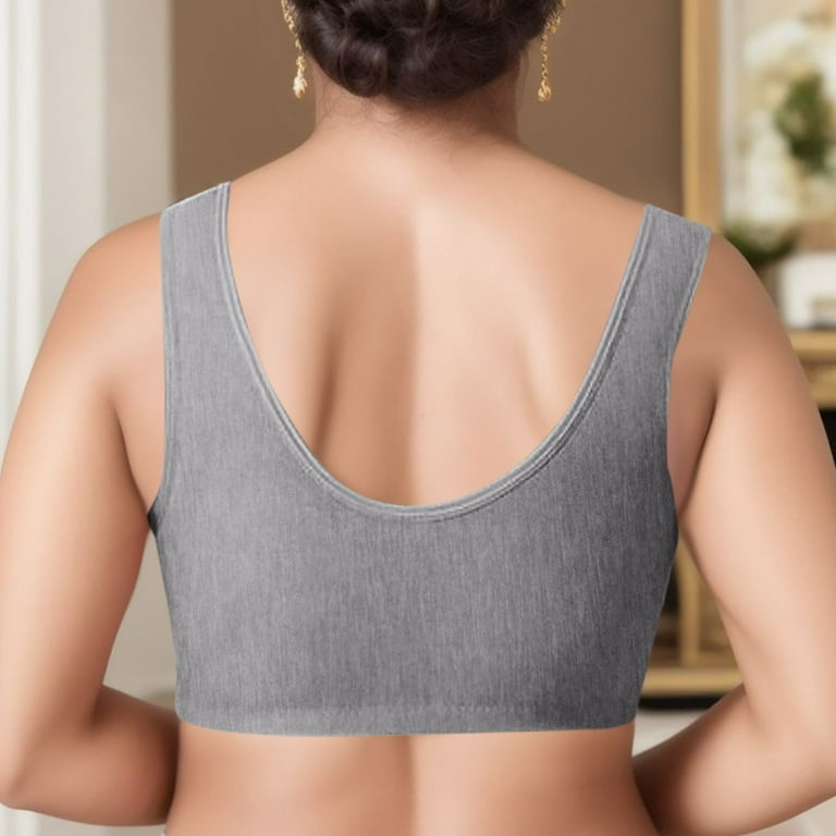CLZOUD Comfortable Bras for Women Comfortable for Middle Aged and Elderly  Bra Large Tank Top Style Thin Front Button Bra Without Steel Rings Grey XXXL