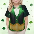 thumbnail image 5 of LEKWK Boys St. Patrick's Day Shirt Faux Leprechaun Vest Graphic Short Sleeve Button Down Top Novelty Irish Costume, 5 of 9