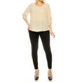 thumbnail image 4 of Women's Plus Size Casual Round Neck Top with Button Tab Sleeve, 4 of 6