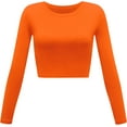 thumbnail image 1 of GHSDFBB Women's Basic Round Neck Long Sleeve Crop Top, 1 of 2