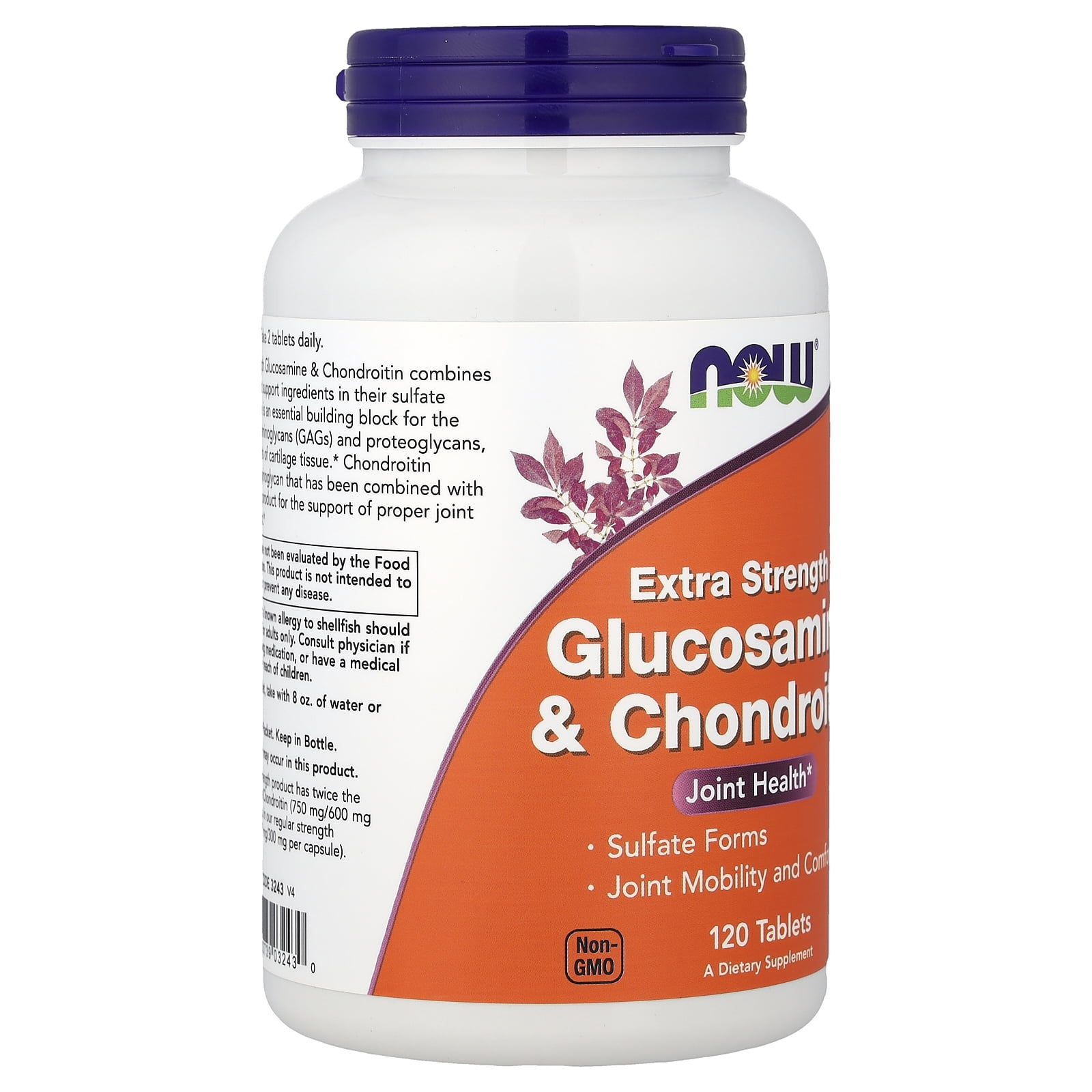 NOW Supplements, Glucosamine & Chondroitin Extra Strength, Sulfate Forms, 120 Tablets