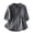 Dark Gray, variant on Women's Linen Striped Blouse Half Sleeve Mandarin Collar Shirt Button Down Loose Fit Summer 2026 Clothes Home Vacation Clothes