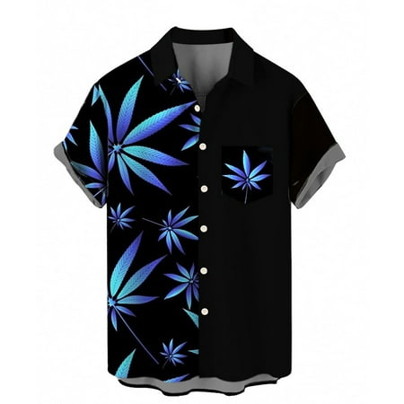 

HIBRO Men s Shirt Short Sleeves Printed Button Down Summer Beach Dress Shirts T Short Pack Men Sleep Shirt