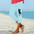 thumbnail image 2 of Quinlirra Womens Capri Pants Clearance Under 5$ Women's Fashion Solid Color Cute Cats Print Leggings With Yoga Sport Elastic Pants, 2 of 5