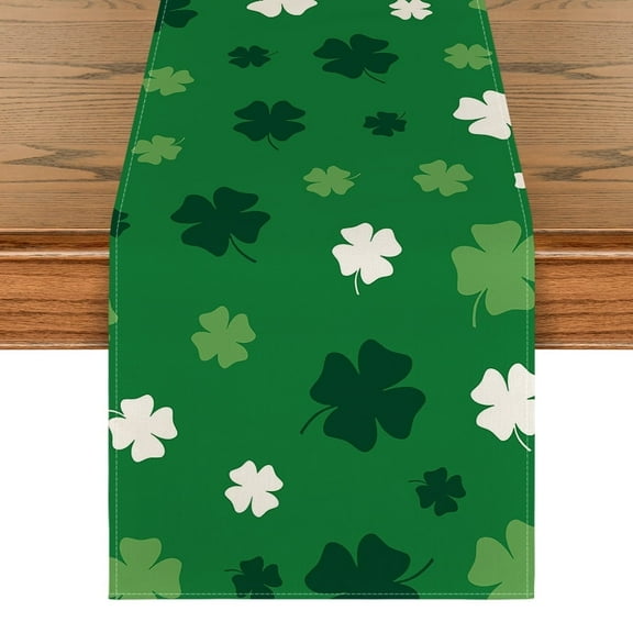 Sm:)e Green Shamrock St. Patrick's Day Table Runner 13x72 Inch