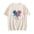 thumbnail image 4 of Womens Tops Independence Day Printed Short Sleeved Round Neck Casual T-shirt Beige S, 4 of 5