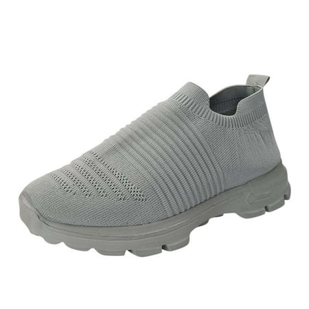 

CAICJ98 Womens Shoes Women s Slip on Flat Shoes Comfortable Knit Loafers Lightweight Nurse Walking Sneakers Grey
