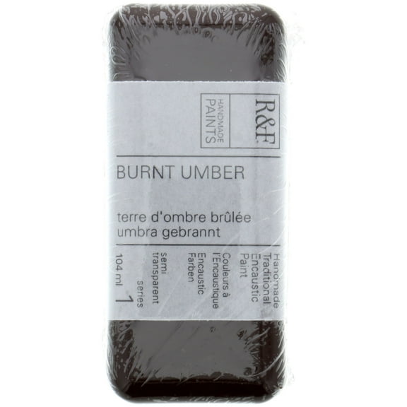 R&F Handmade Paints Encaustic Paint Cake, 104ml, Burnt Umber