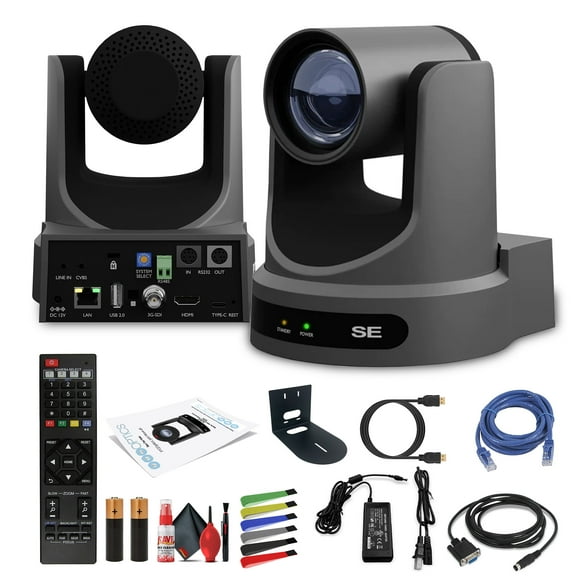 PTZOptics Move SE SDI/HDMI/USB/IP PTZ Camera with 30x Optical Zoom (Gray) (PT30X-SE-GY-G3)   Universal Wall Mount (Black)   Lens Cleaning Kit   HDMI Cable   Ethernet Cable   Color Wire Ties