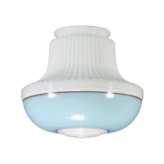 B&P Lamp® 4" Fitter, Deco Pendant Shade W/Turquoise Band, 7 1/4" Drop