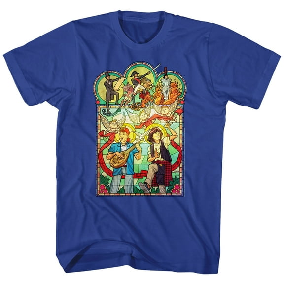 Bill and Ted Stained Glass Royal Adult T-Shirt