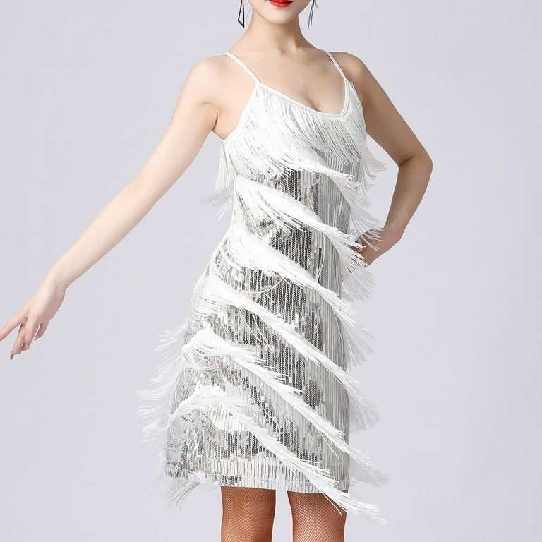 White Feather Patchwork Slit Asymmetric Party Dress White Feather Patchwork Slit Asymmetric Party Dress