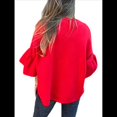 thumbnail image 3 of Chaqueta de Traje Informal Elegante con Abertura Frontal, Acampanada y Mangas 3/4 para Mujer. Rojo M, 3 of 7