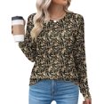 thumbnail image 1 of Camisas de manga larga Kistore casual plisadas con cuello redondo para mujer, 1 of 5