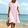 thumbnail image 6 of MYAOYI Womens Summer Casual Short Sleeve Button Down Ruffle Hem Dress Loose Fit Beach Vacation, 6 of 8