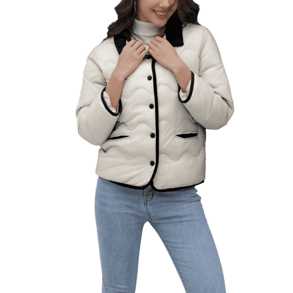 Eternatastic Women's Puffer Jacket Lightweight Quilted Padded Coats Winter Button Down Outwear with Pockets