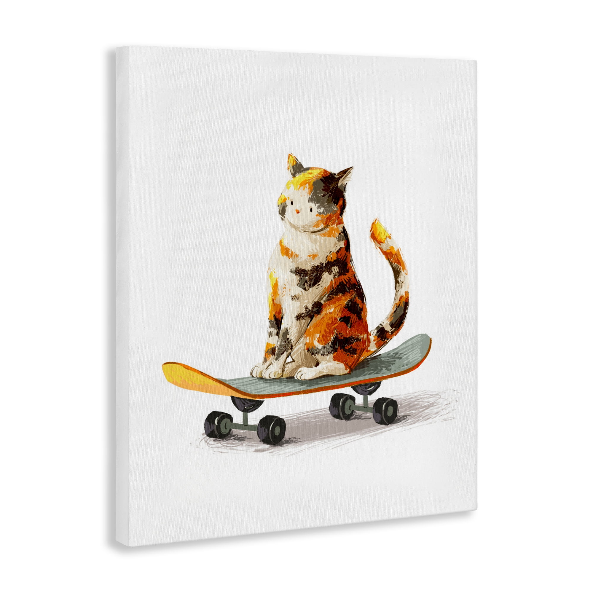 Stupell Industries Calico Cat on a Skateboard Canvas Wall Art, design by Ziwei Li
