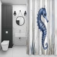 thumbnail image 4 of Ocean Seahorse Bathroom Shower Curtain, Retro Medieval Coastal Wood Grain Waterproof Washable Soft Bath Curtain for Bathtub Decor with 12 Hooks&Grommet, 54x78 Inch, 4 of 9