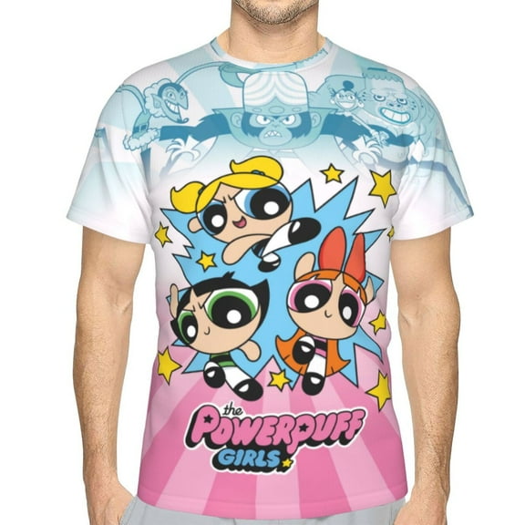 Men Women Powerpuff Girls Shirts Short Sleeve Cosplay Adults Anime T-Shirts Crew Neck 3d Printed Tee Tops