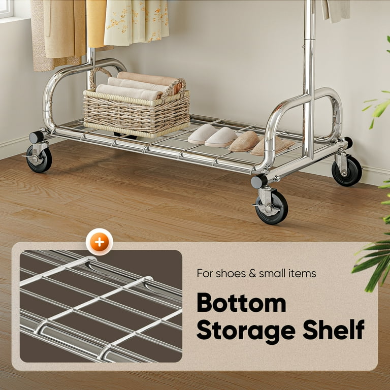 Frylr Rolling Clothes-Rack Heavy Duty - Portable Metal