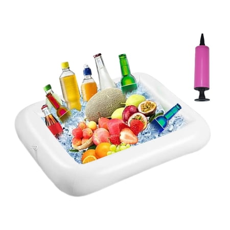 HHX Inflatable Ice Serving Buffet Bar - BBQ Picnic Pool Party Supplies Buffet Salad Food & Drinks Tray for Party Picnic & Camping (Pack of 1, 23.6 inches)