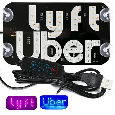 Adjusted Led Light Signs for Car Windshield, Taxi Sign Light Glow LED Sign Bumper Stickers with Suction Cups Flashing Hook on Car Window LED Bright Lights USB Plug (Pink/Blue)