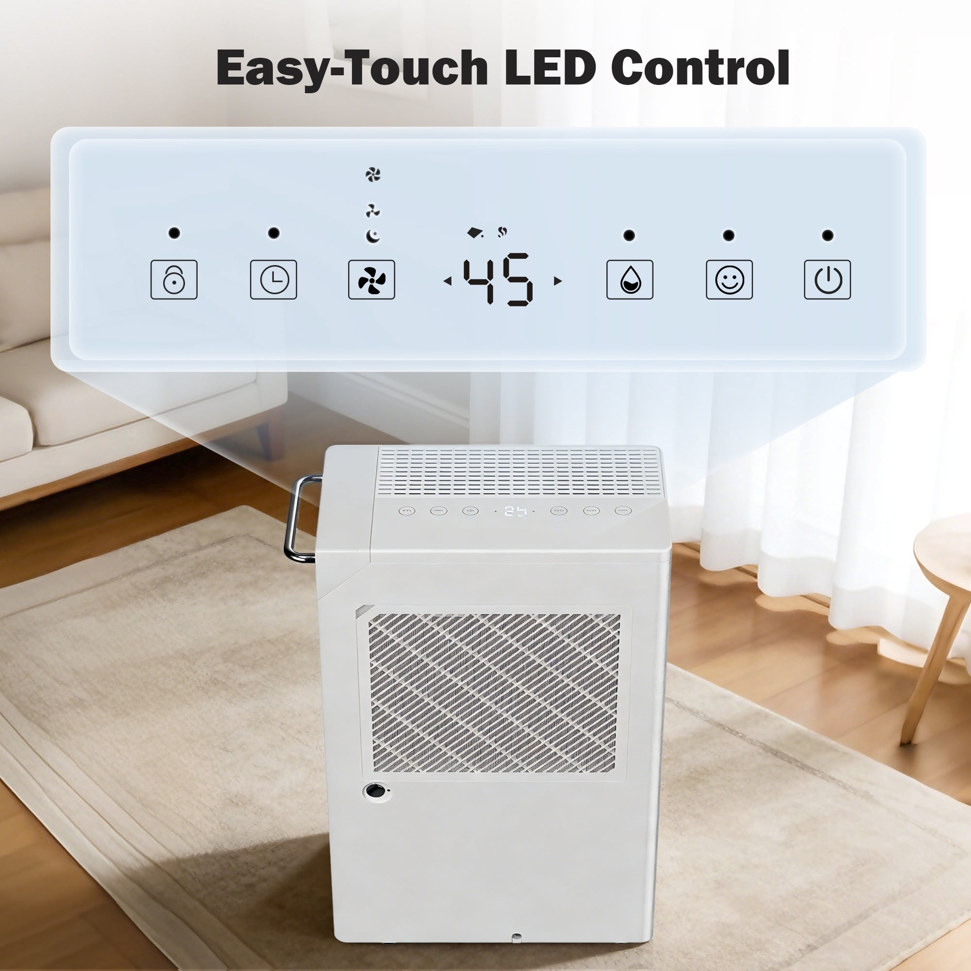 Dehumidifier for Basement & Home, Max 74 Pints, 5000 Sq.ft, Auto Shut Off, Dehumidifier with Drain Hose for Bathroom, Large Room, Garage(White Display)