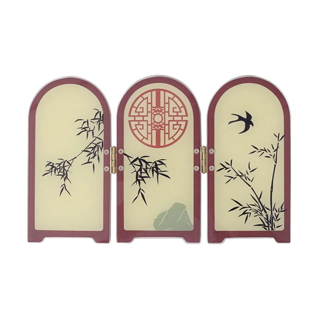 Biombo decorativo de arte tradicional chino, mini biombo plegable para decoración del hogar, minidivisor para dormitorio, sala de estar y encimera. 175 cm x 015 cm x 111 cm
