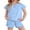 Blue, variant on Arshiner Girls Summer Outfits 2 Piece Clothes Color Block Drop Shoulder Sleeve Top and Casual Short Sets Activewear