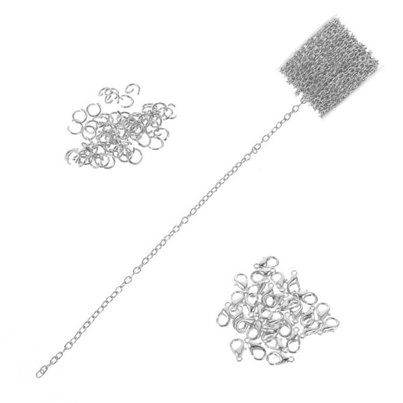 SOPOTUTU Jewelry Making Supplies Silver Chains Buckles for Decor Use 1Set