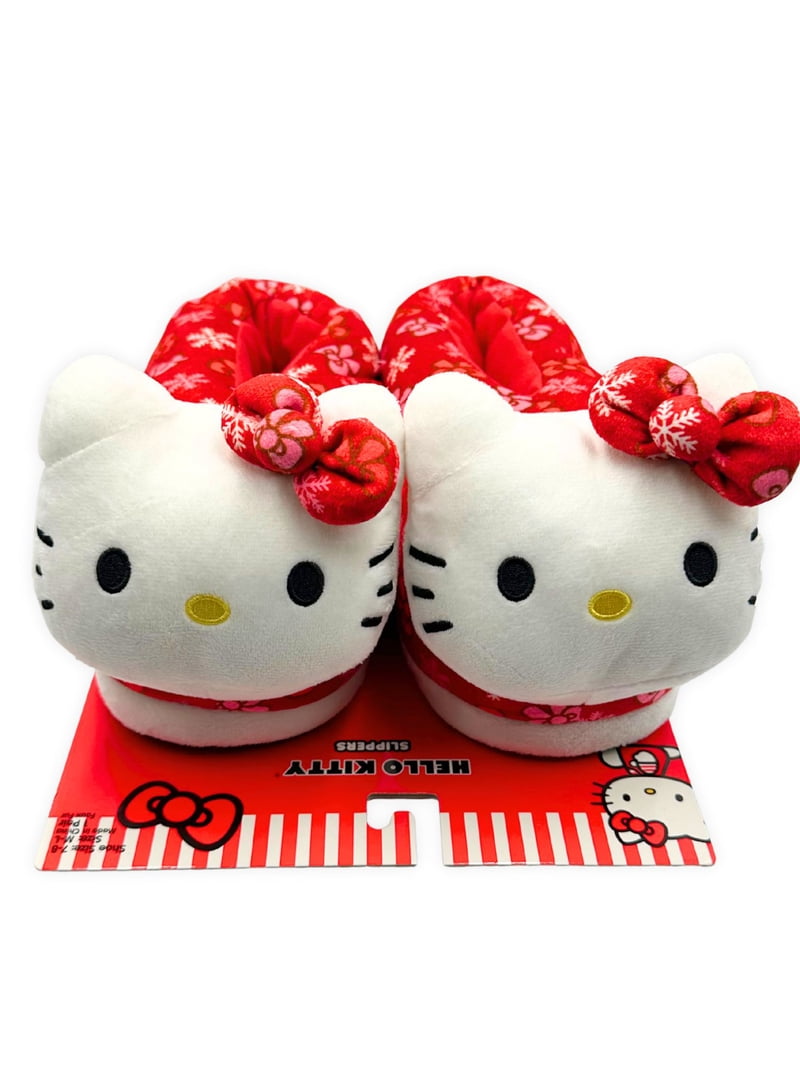 Hello Kitty Women's Holiday 3D Plush Head Slippers, 1-Pack, Sizes